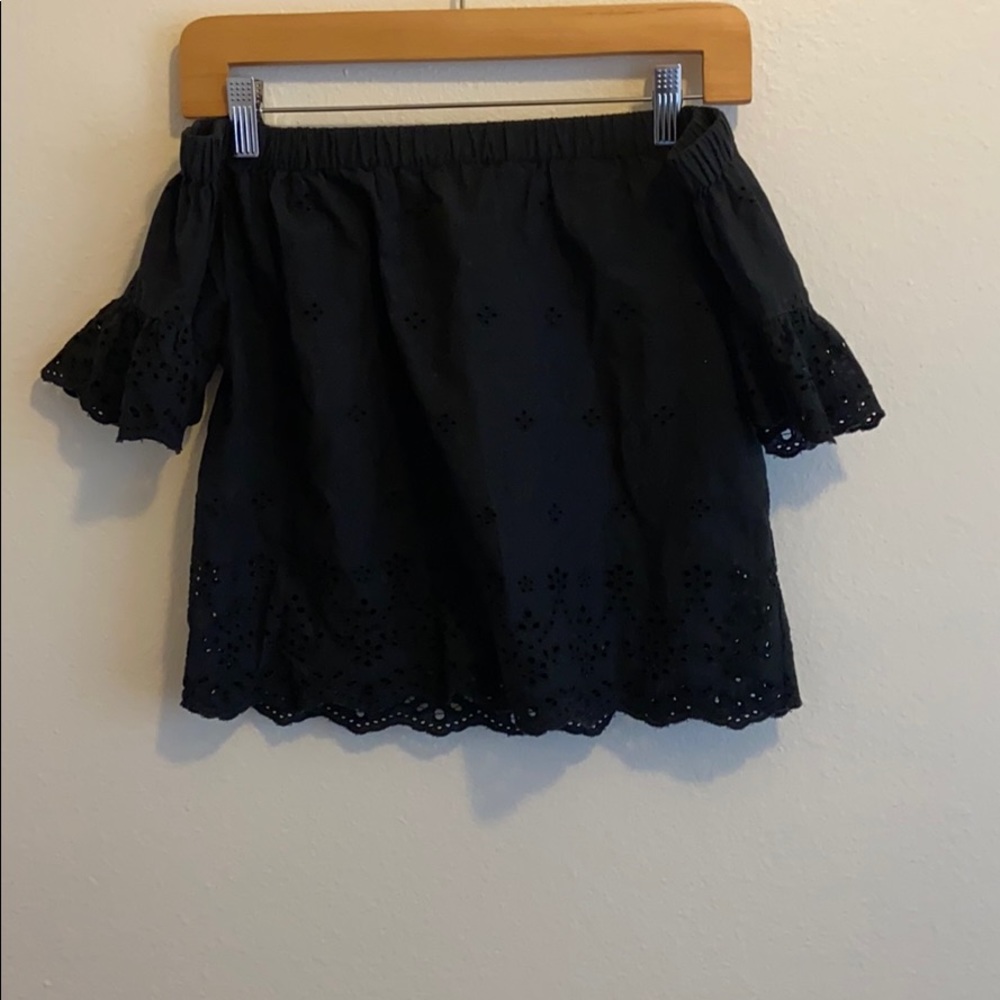 Crop off the shoulder top